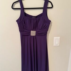 Purple Sleeveless Dress with Embellished Waist